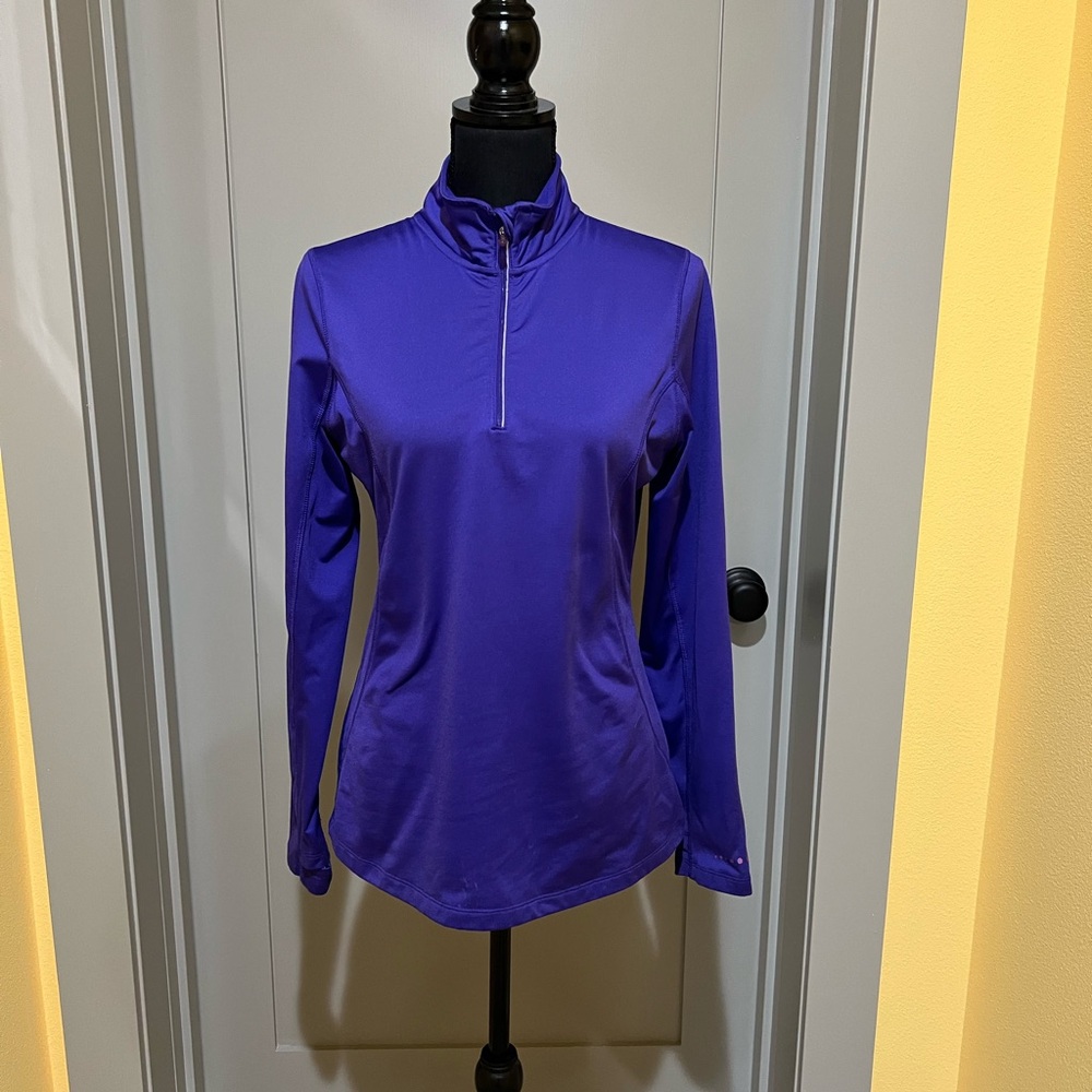 Purple Fitted Long Sleeve Zippered Tee